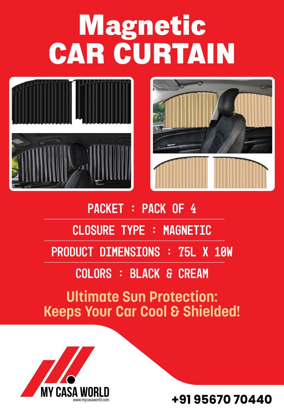 My Casa Magnetic Car Curtains